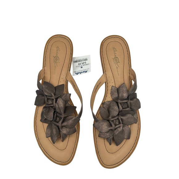 Born Crown Bronze Flower Thong Sandals Size 11 Flip Flops Metallic Women's - Picture 1 of 11